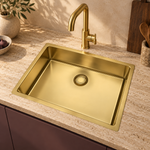 New York 50×40 Gold Flax kitchen sink installed dry in a kitchen, SKU R35160