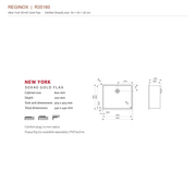 New York 50×40 Gold Flax technical drawing, 540×440×200 mm overall; 503×403×200 mm bowl; cabinet 600 mm; 10 mm radius, SKU R35160