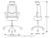 Swivel office chair Gojo Blue Plastic white frame High seat with mesh Headrest