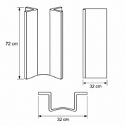 ტექნიკური ნახაზი — T25-2363 — 32 × 32 × 72 სმ