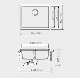 Кухонная мойка Shock LAHTI N-100L композитный кварц CRL единая Alpina 50 х 40 см LATN100L007DEUE61NN