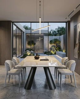 Кухонный стол Miago, текстура белого мрамора, натуральный камень, 180*90*77см HLT25-2305