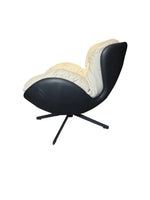 Reception chair Miago leather 4-corner fixed leg beige surface black base XS-071S||Beige