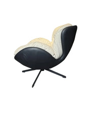 Reception chair Miago leather 4-corner fixed leg beige surface black base XS-071S||Beige
