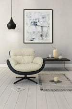 Reception chair Miago leather 4-corner fixed leg beige surface black base XS-071S||Beige