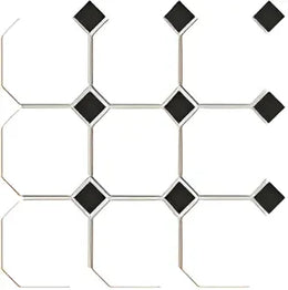 Floor and wall tiles Arezzo MOSAIC white matte octagon-black glossy rectangle 30*30 sq.m BJ9510
