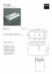 Countertop Basin Simas Henges Navy with mixing hole mat 100cm HE12||NAV