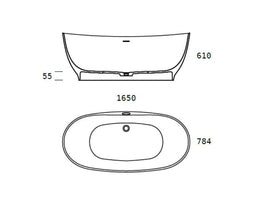 Каменная ванна Aquaforte, матовая черная 165x78x61 см | VSBI1657861SO