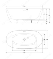 Ванна акриловая Alcoswell Pacific белая матовая 170*80см PAC 17080S-MW