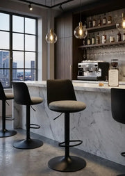 Bar stool with black metal frame and polypropylene backrest with soft surface pp-084/BLACK