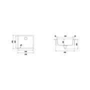 Кухонная мойка Shock BROOKLYN N-100L из композитного кварца CRL с одной чашей NERO 55.6*45.6см BYKN100L013DEUE6101