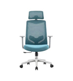 Office chair Lvban Blue White plastic frame High backrest with mesh With headrest WY-03H