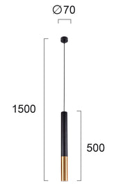 ჭაღი Viokef MAX 30 ვატი მატი შავი ANTIQUE OXYDE 7*150სმ 4236600 — 4236600 ტექნიკური ნახაზი