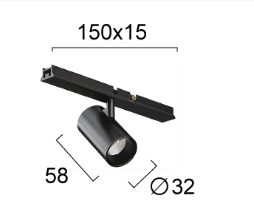 წერტილოვანი განათება Viokef SLIM MAGNETIC შავი 5ვატი მაგნიტური პროფილით 4288800 — 4288800 ტექნიკური ნახაზი