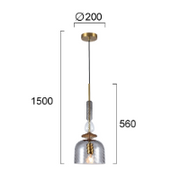 ჭაღი Viokef GLORIAL 40 ვატი ღია ნაცრისფერი 150*20სმ 4312100 — 4312100 ტექნიკური ნახაზი