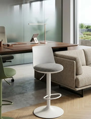 Bar stool Miago white metal frame polypropylene backrest softened surface pp-084/WHITE