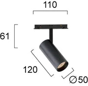 ოთახის წერტილოვანი განათება Viokef MAGNETIC LED ჩამრთველით 20ვატი 3000K შავი დიამ.6სმ 4244100S