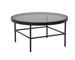 Hinlim CASHEL coffee table, glass top, black metal legs