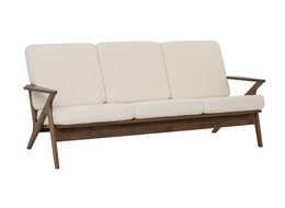 Hinlim ASTON living room sofa, Malaysian oak, oak-colored, with a white seat, 178.5cm*78cm*77cm