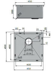 ტექნიკური ნახაზი — SKU MKSP-S450450-PVDGM