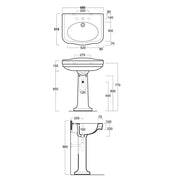 Countertop Basin Simas Londra White Rectangular 68cm