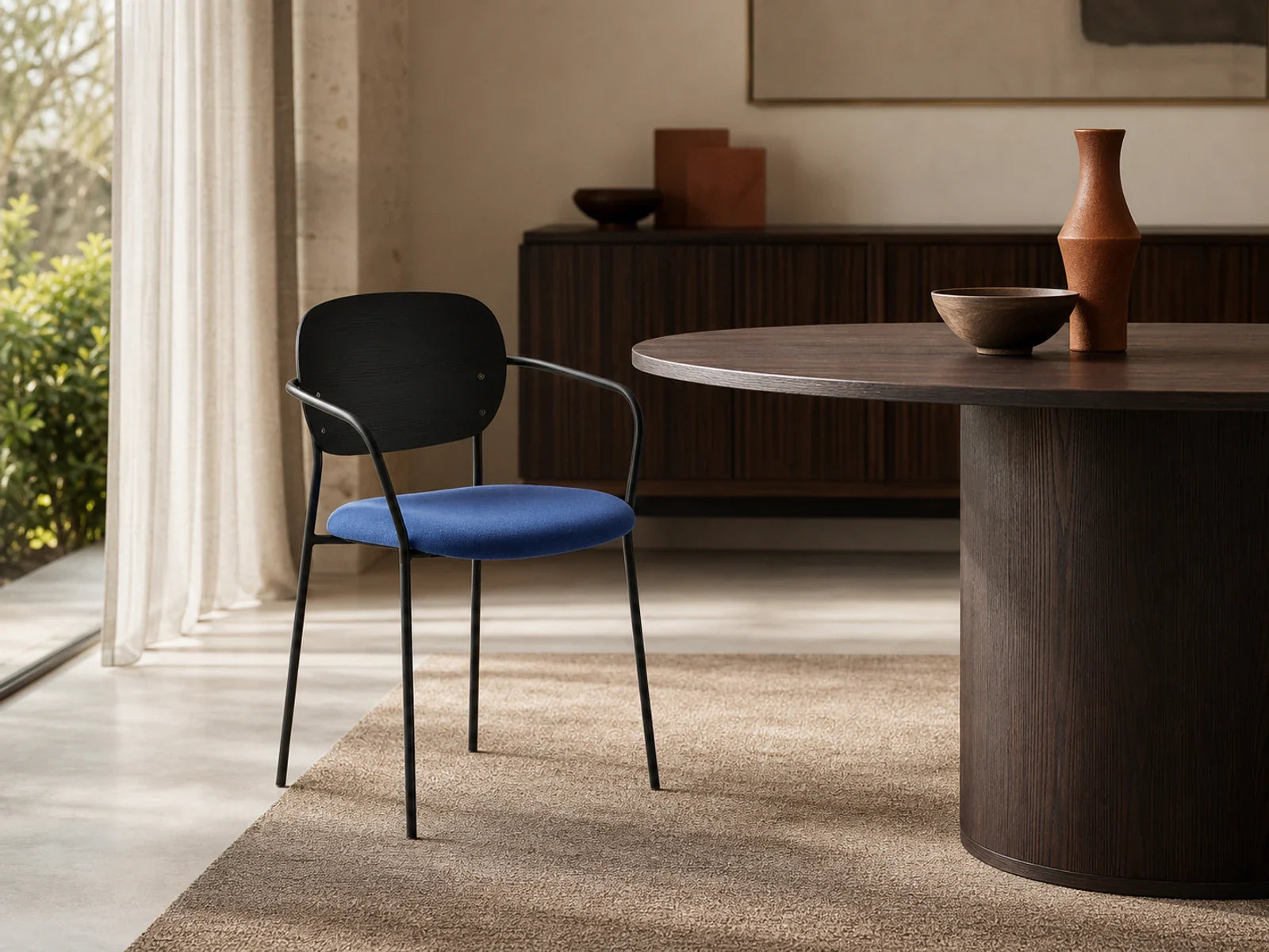 Reception chair pedral JAZZ metal frame NERO backrest wood black lacquer material C110 57*51.5*78.5cm 3705/C122_AN_NERO_FSC