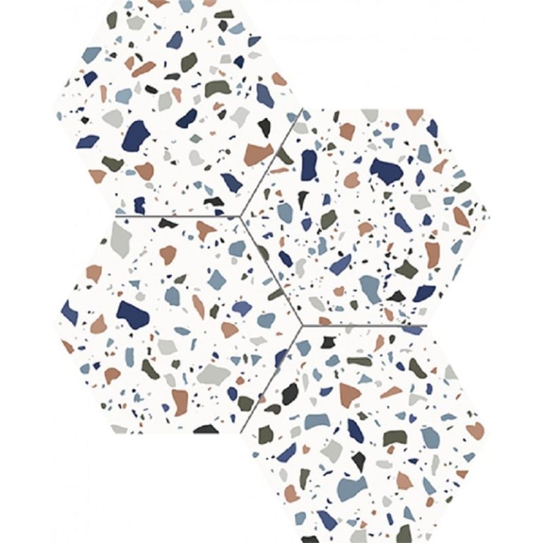 Hexagonal Tile Dune Terrazzo White Matte 188338
