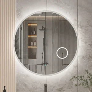 Mirror Empolo with lights round with narrow edge 80 cm MEL-16LM