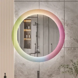 სარკე Empolo სანათებით მრგვალი ცისარტყელას დეკორით 80 სმ MEL-24FL