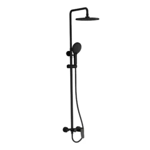 Shower system Empolo with shower head, hand shower, nozzle and mixer DAVA with machined surface black M37 3601CB