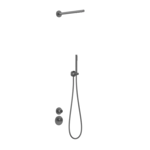 Gunon Shower system Thermostatic Plunger Round shower head and hand shower Gan metal L-8345HB