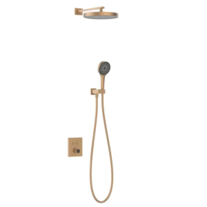 Gunon shower system thermostatic inset round shower head and hand shower brushed rose-gold L-8345QB