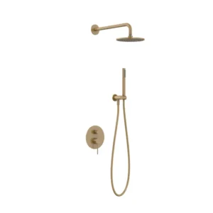 Gunon shower system thermostatic inset round shower head and long hand shower brushed rose-gold L-8261QB