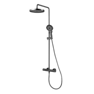 Gunon Shower system Thermostatic Round shower head and hand shower Gan metal L-8545