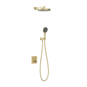 Gunon Shower system Thermostatic Plumbing Round shower head and hand shower Brushed gold L-8345EB