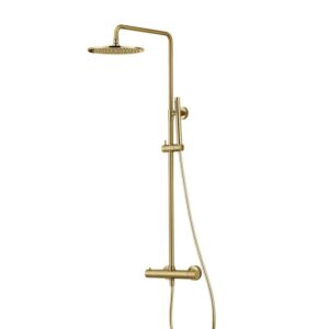 Gunon Shower system Thermostatic Round shower head and long hand shower Brushed gold L-8513