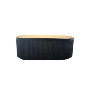 Bathtub stone Alcoswell Rosery Acrylic Glossy white inside Black outsid Wavy surface 170*80cm ROS 17080S-GW-BLACK
