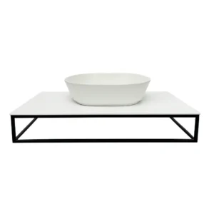 Ceramic shelf Simas Foriu white with central hole matt bracket structure 100*51cm FO10&FOSS100||WHI