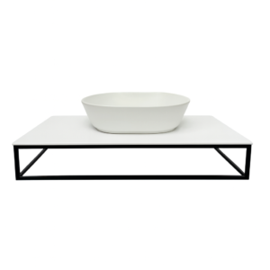 Ceramic shelf Simas Foriu white with central hole matt bracket structure 100*51cm FO10&FOSS100||WHI