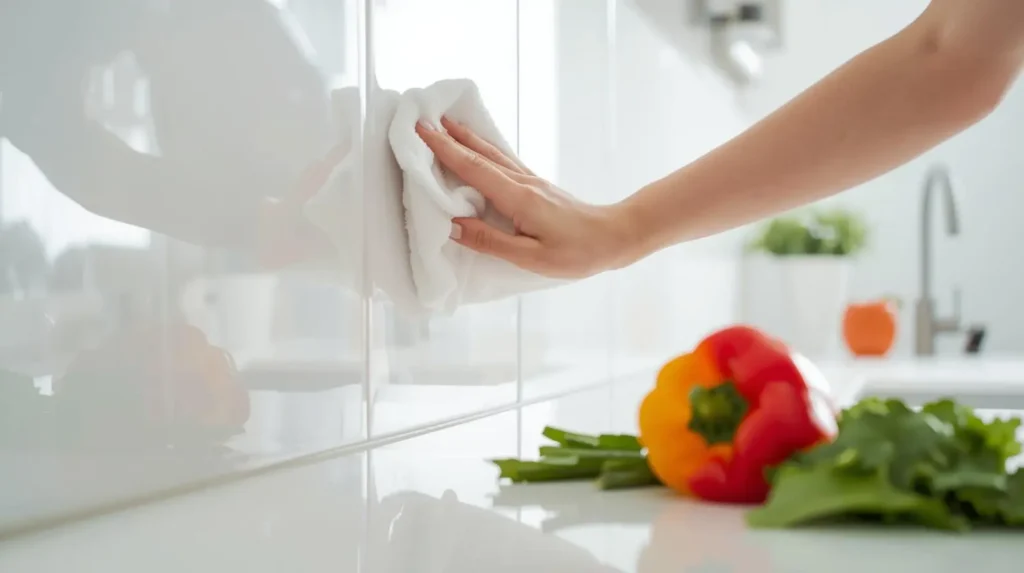 cleaning kitchen ceramic backsplash tiles