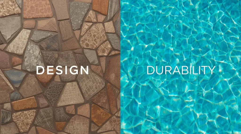 Comparison of artistic interior mosaic by Dune and durable swimming pool mosaic by Betsan.