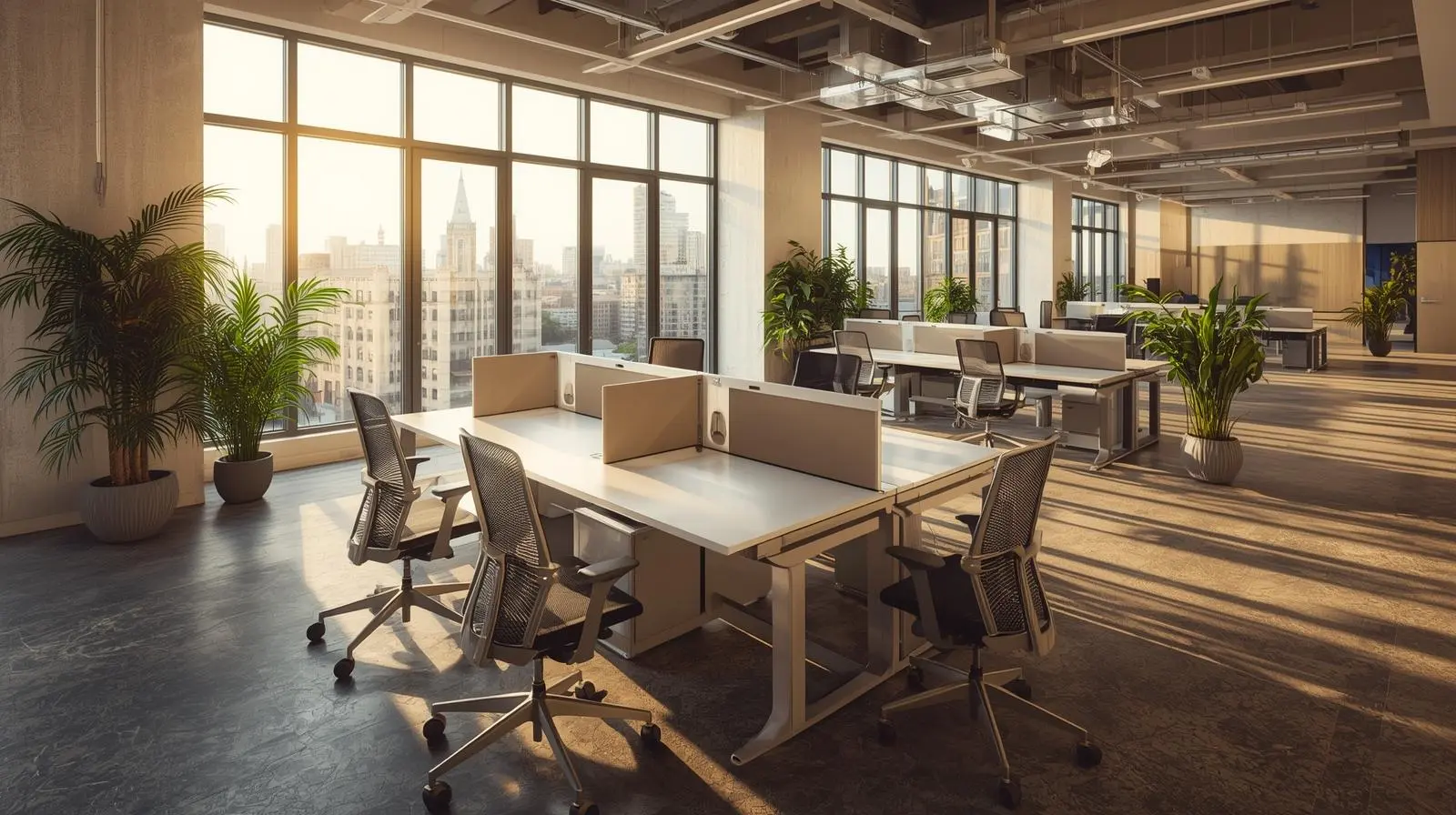 Modern open-plan office featuring ergonomic workstations and LTForm chairs.