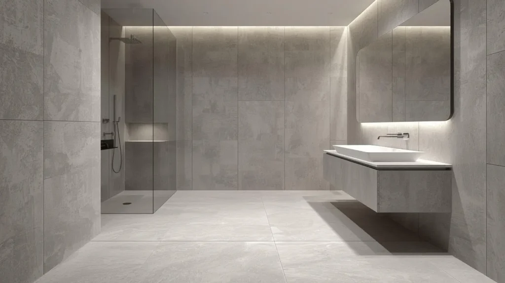 monolithic grey stone bathroom total look