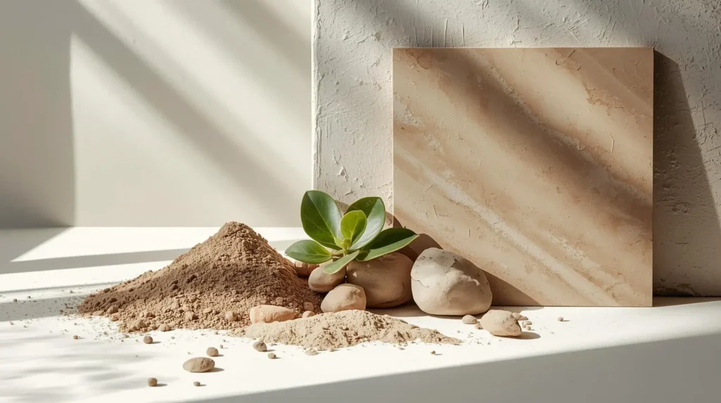 natural materials clay sand ceramic tile composition