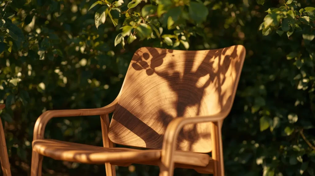 Eco-friendly wooden chair symbolizing sustainable FSC-certified furniture production.