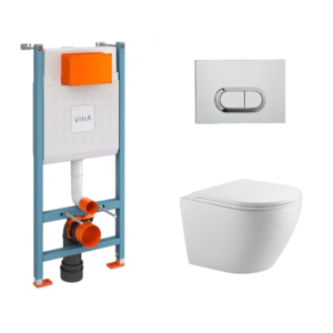 დასაკიდი უნიტაზის კომპლექტი Empolo ჩასაშენებელი ავზით და ღილაკით MET102F