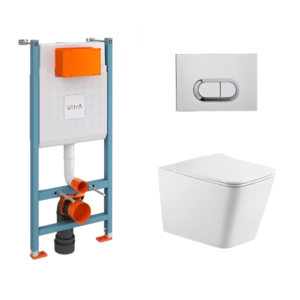 დასაკიდი უნიტაზის კომპლექტი Empolo ჩასაშენებელი ავზით და ღილაკით MET101F