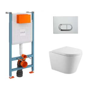 დასაკიდი უნიტაზის კომპლექტი Empolo ჩასაშენებელი ავზით და ღილაკით MET103F