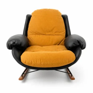 მისაღების სავარძელი Miago ყვითელი ხელოვნური ტყავის ჩარჩო ნაჭრის დასაჯდომით 107*100*77სმ LL002O