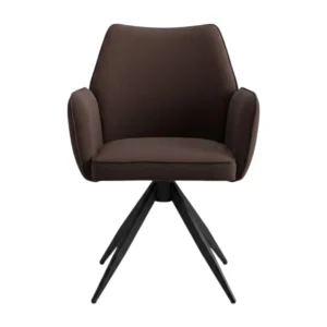 Kitchen chair in brown faux leather with metal legs 25-2201-BROWN